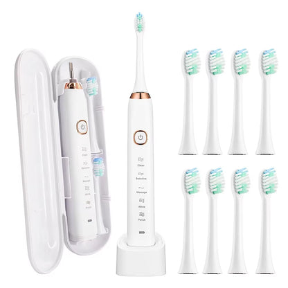Sonic Electric Toothbrush Smart Ultrasonic Dental Teeth Whitening Rechargeable Adult Tooth Brush  S100 With8 Brush Head