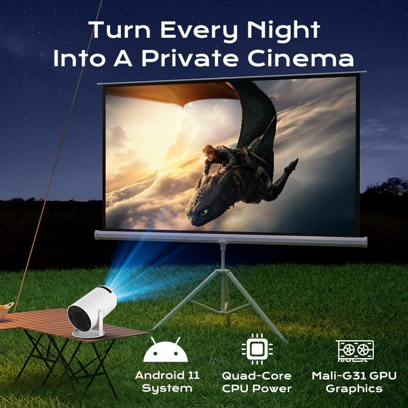 Hy300Pro+ Projector Outdoor Mini Projector 4K Decoding Portable Projector with 5G Wifi 6 & BT 5.0 720P Full HD 160 ANSI Lumens Portable Home Theater