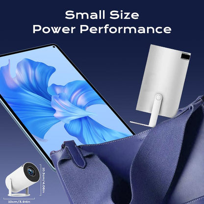 Hy300Pro+ Projector Outdoor Mini Projector 4K Decoding Portable Projector with 5G Wifi 6 & BT 5.0 720P Full HD 160 ANSI Lumens Portable Home Theater