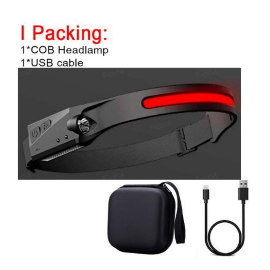 COB LED Induction Riding Headlamp Flashlight USB Rechargeable Waterproof Camping Headlight with All Perspectives Hunting Light
