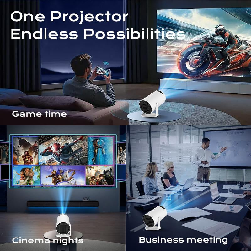 Hy300Pro+ Projector Outdoor Mini Projector 4K Decoding Portable Projector with 5G Wifi 6 & BT 5.0 720P Full HD 160 ANSI Lumens Portable Home Theater