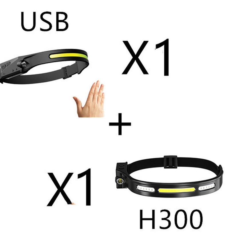 COB LED Induction Riding Headlamp Flashlight USB Rechargeable Waterproof Camping Headlight with All Perspectives Hunting Light